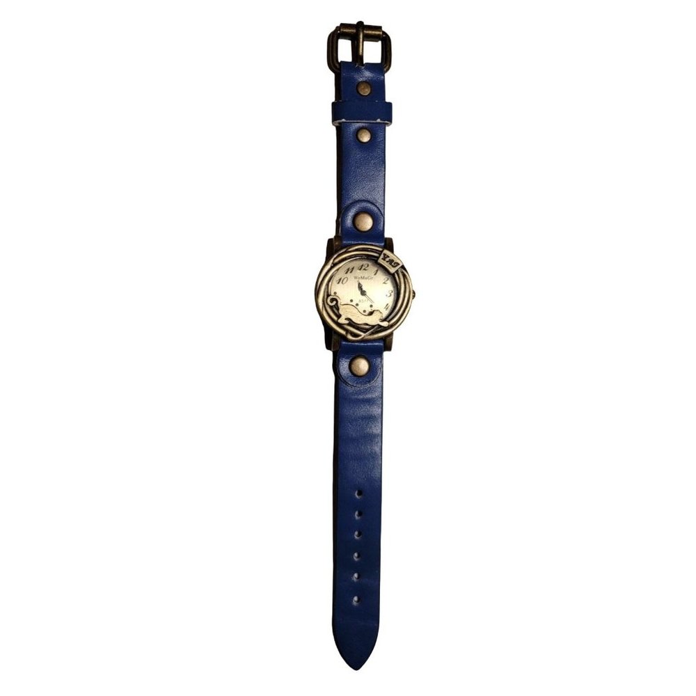 Womage A577 Stainless Steel Blue Leather Band Yaj Tiger Watch